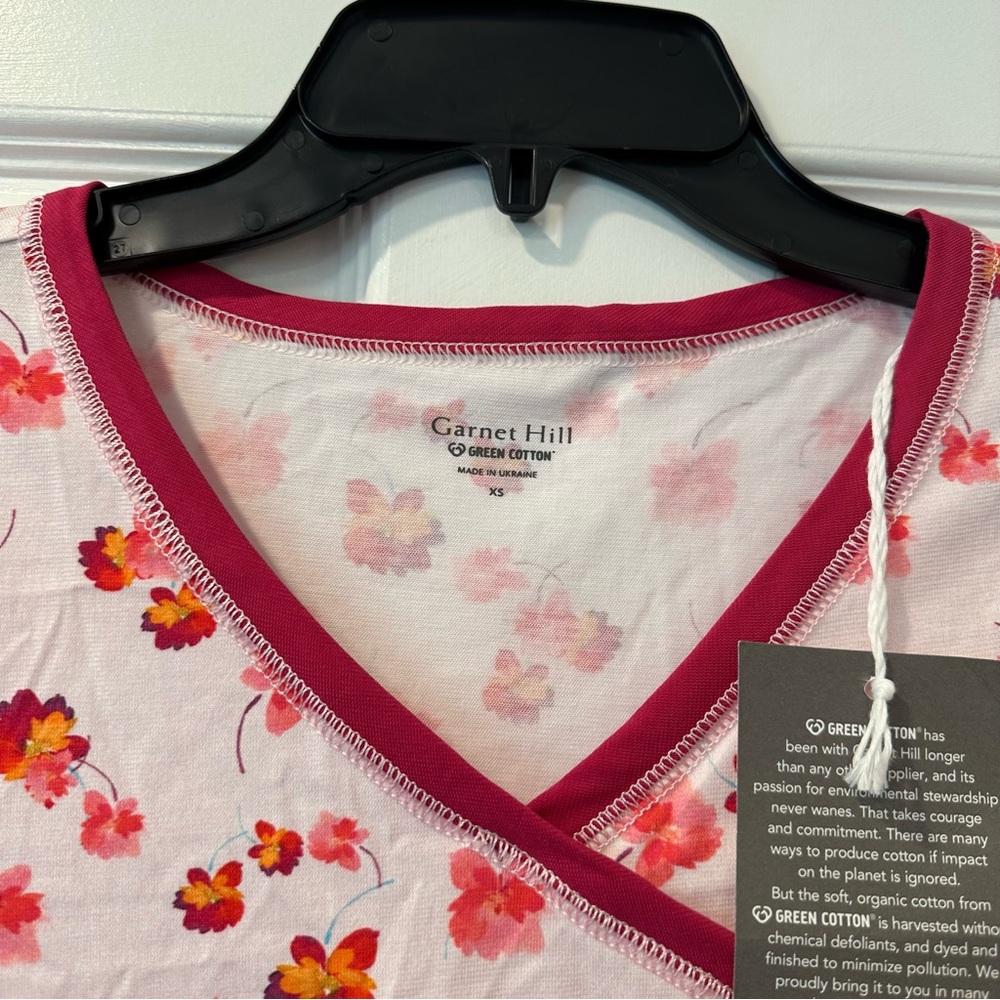 Garnet Hill Asian Wrap nightgown 100% cotton organic size xs NWT - Picture 2 of 10
